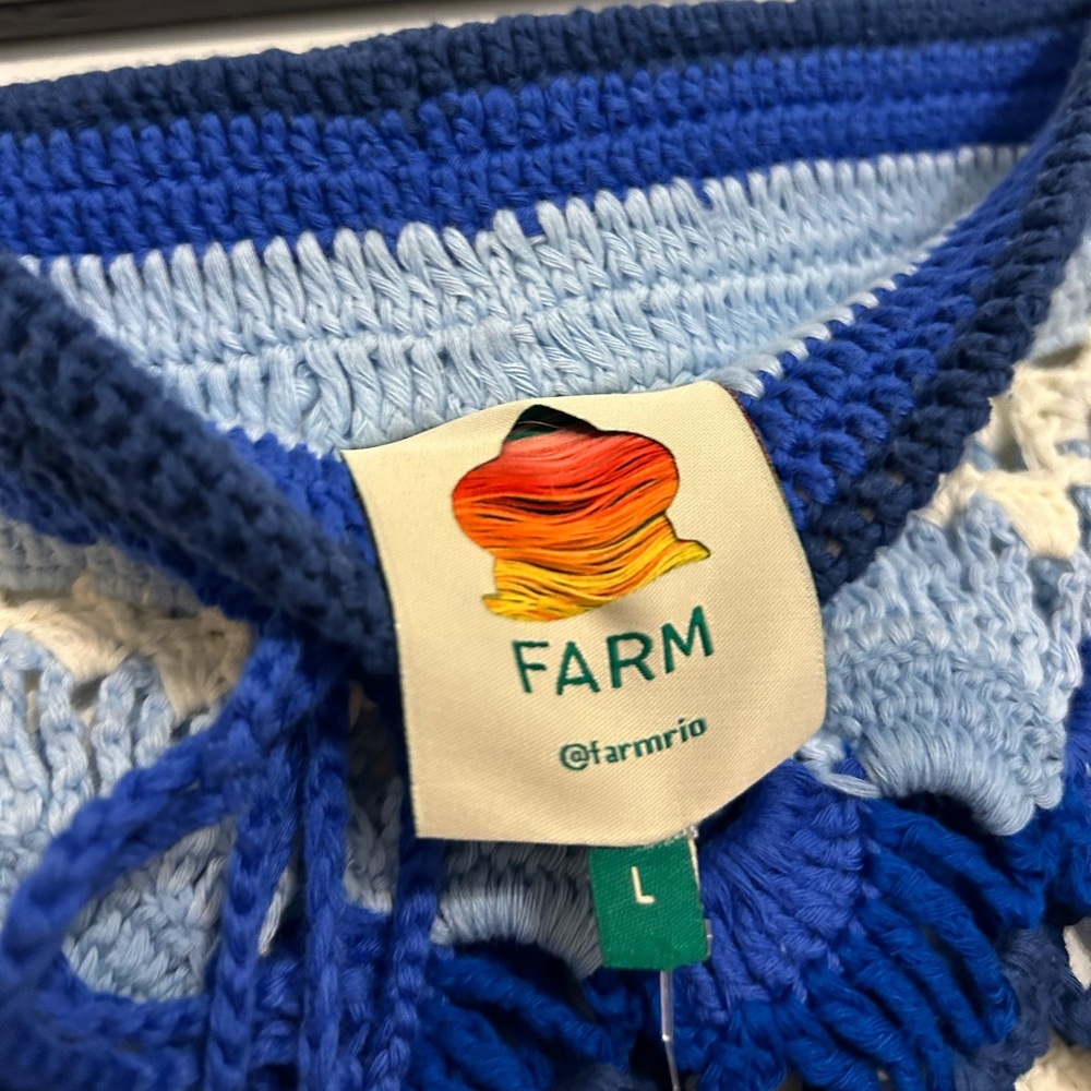Farm Rio Crocheted Striped Cotton Miniskirt - Picture 3 of 4